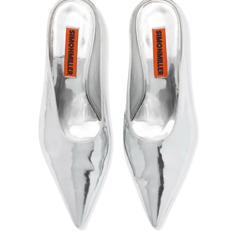 Simon Miller Metallic Silver Pointed Mules
